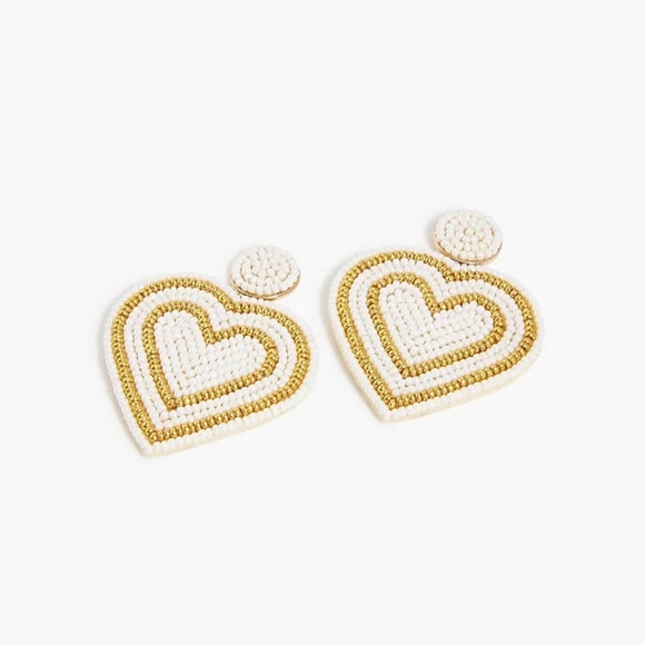 J. Crew Beaded Heart Earrings - Picture 1 of 4